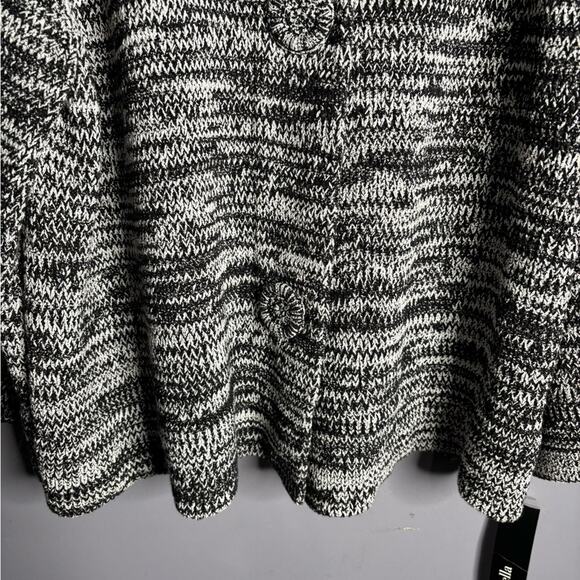 Rafaella Black and White Marled Sweater Large Front Snaps & High Neck Size 3X - Picture 3 of 8